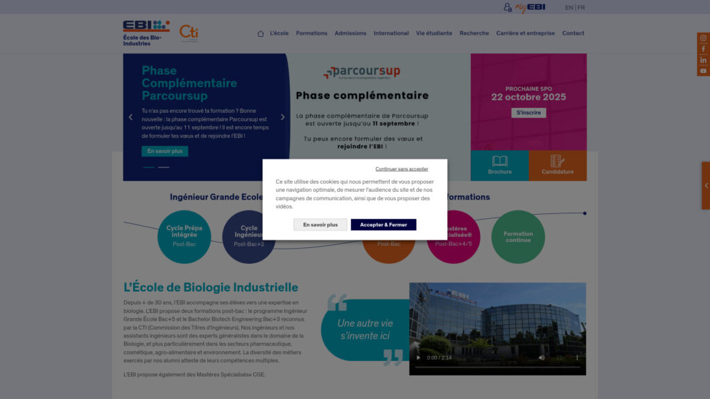 Cover image for Ecole Biologie Industrielle : GPS Coordinates 49.0538154 ; 2.0388065