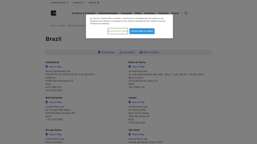 Cover image for Clariant International Ltd : GPS Coordinates -23.6384649 ; -46.7214115