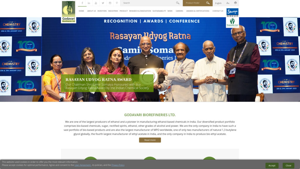 Cover image for Godavari Biorefineries BV : GPS Coordinates 52.295623 ; 4.6804182