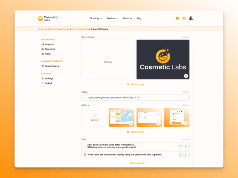 Easy interface to create or modify a cosmetic lab